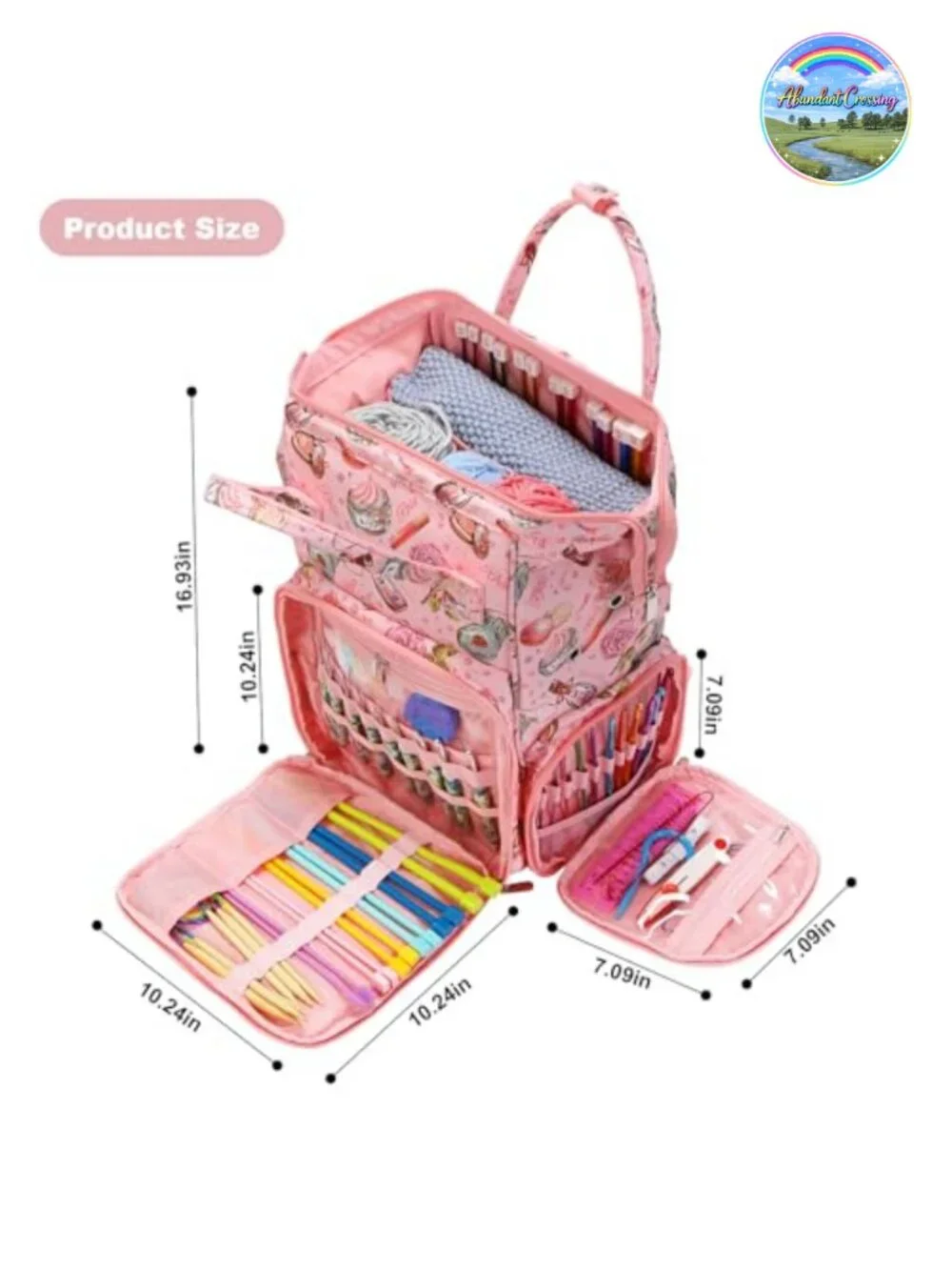 Large Capacity Knitting Bag Yarn Storage Organizer Crochet Tote Backpack with